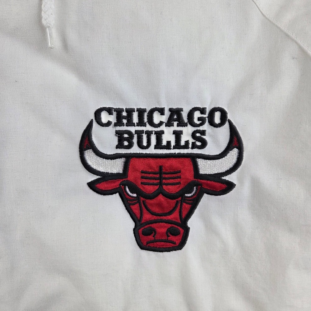 Pro Player Chicago‎ Bulls Windbreaker Jacket Mens L White Vintage NBA Hooded - Picture 2 of 14